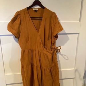 Universal Thread Plus Size Mustard Yellow Wrap Dress